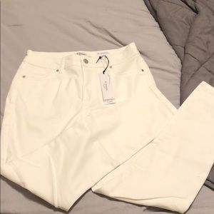 High waist ankle white pants